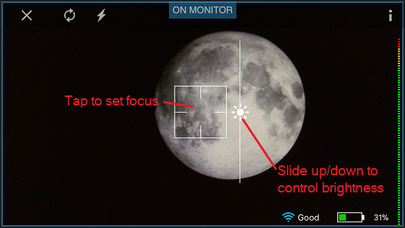 Screen shot of SlingStudio Capture app, with annotations